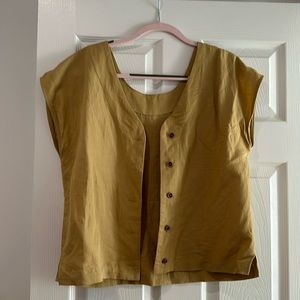 Small yellow vest button up top